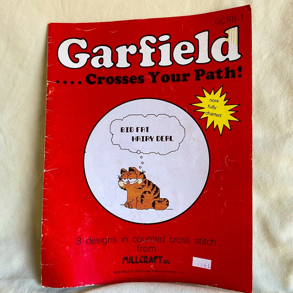 Vtg Cross Stitch Pattern Book Garfield Crosses Your Path 1978 Millcraft, Inc.